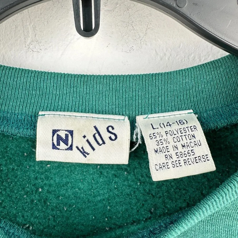 Vintage N Kids Sweatshirt L Green‎ Under Sea Exploration Colorblock Long Sleeve